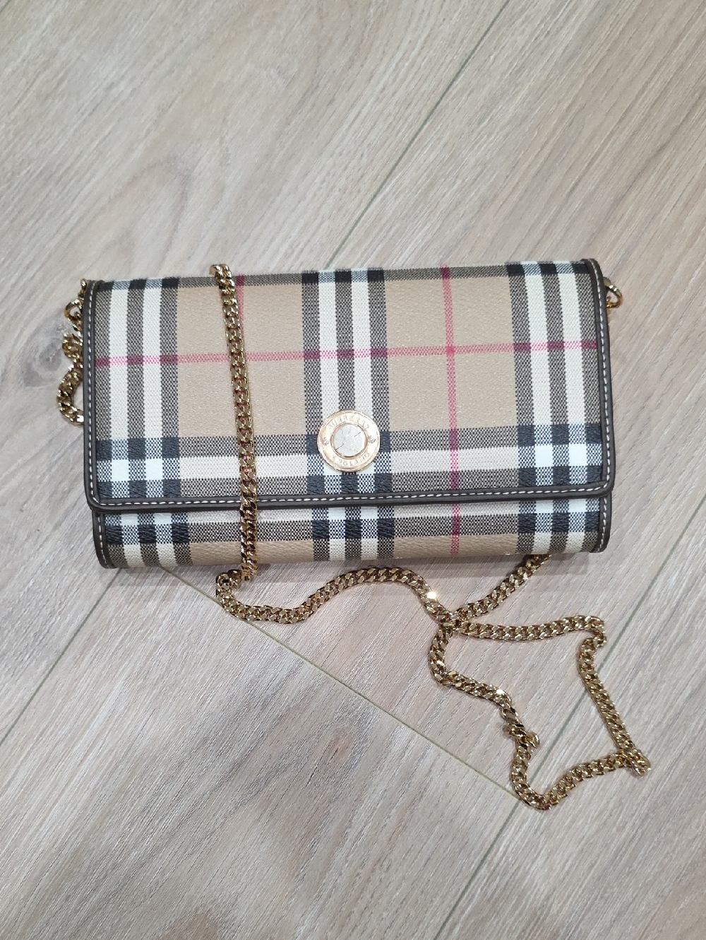 Burberry Hannah Wallet Chain Crossbody with Gold Hardware